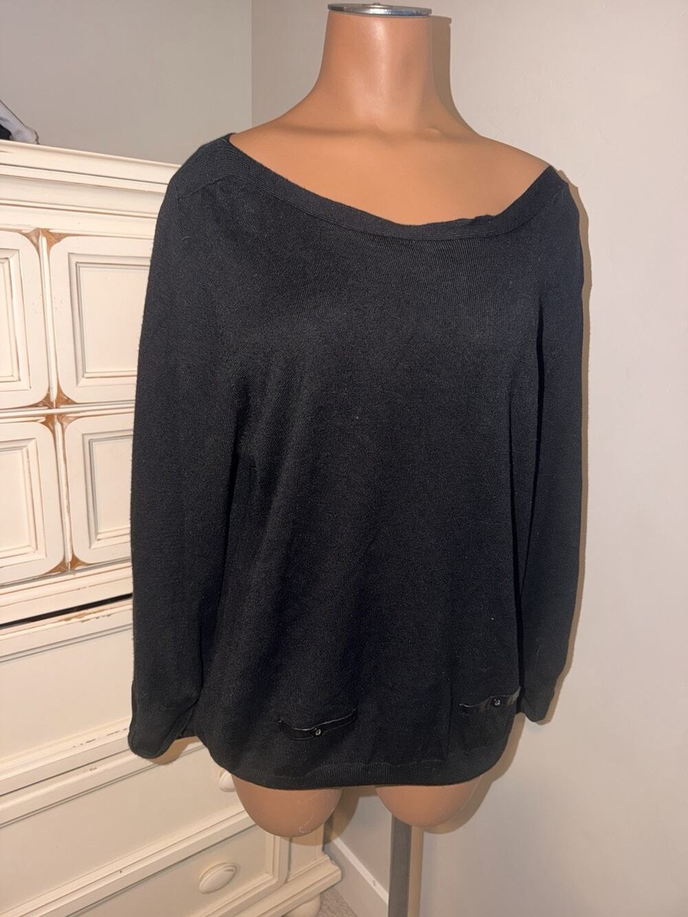 Vintage Caroline Tayler Black Tunic Sweater Size XL